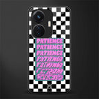 patience checkered back phone cover | glass case for vivo t1 44w 4g