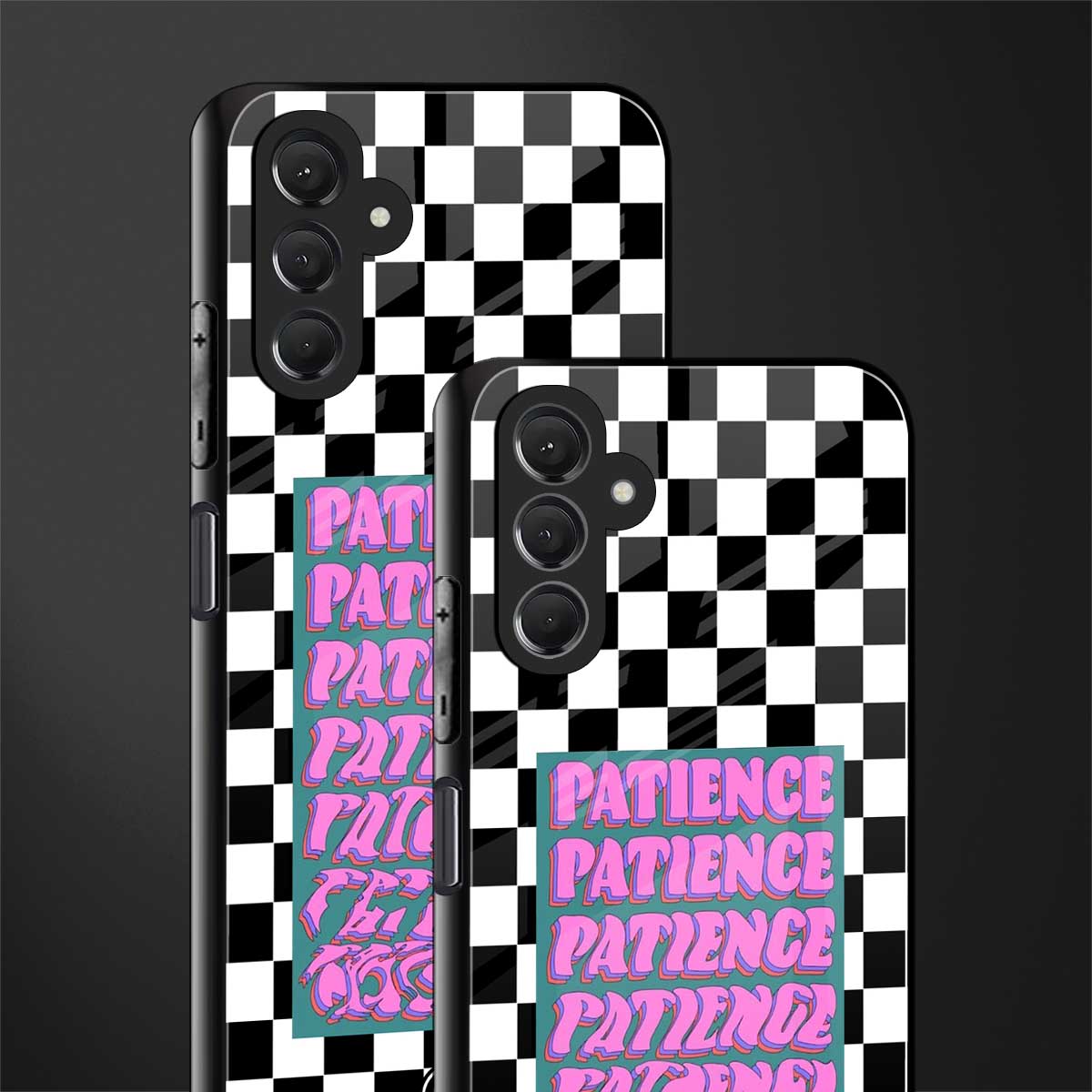 patience checkered back phone cover | glass case for samsun galaxy a24 4g