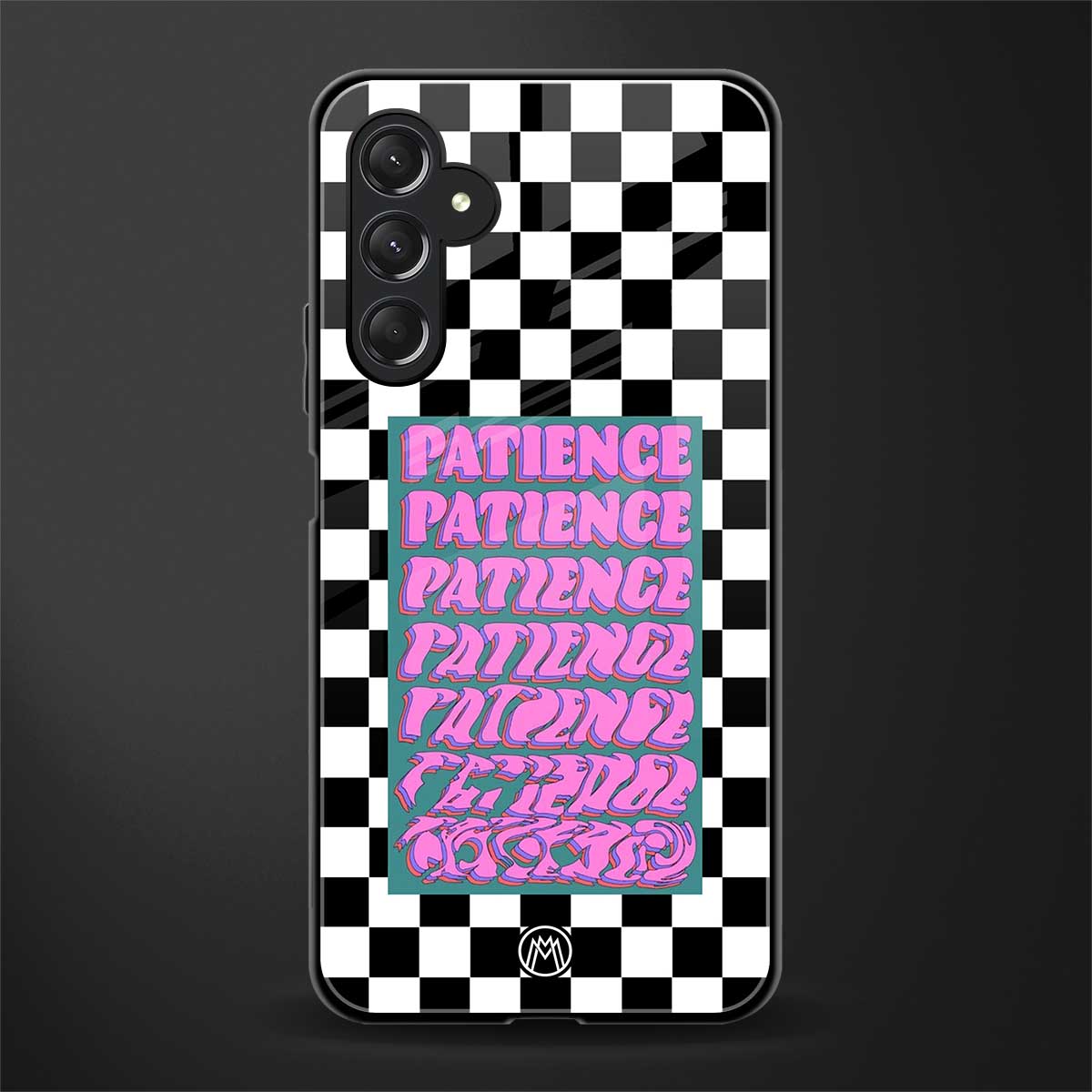 patience checkered back phone cover | glass case for samsun galaxy a24 4g