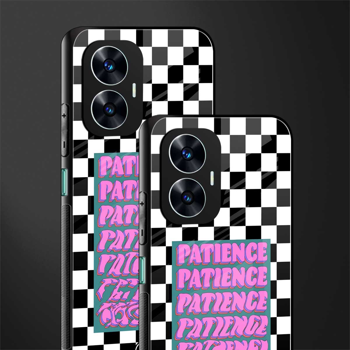 patience checkered back phone cover | glass case for realme c55