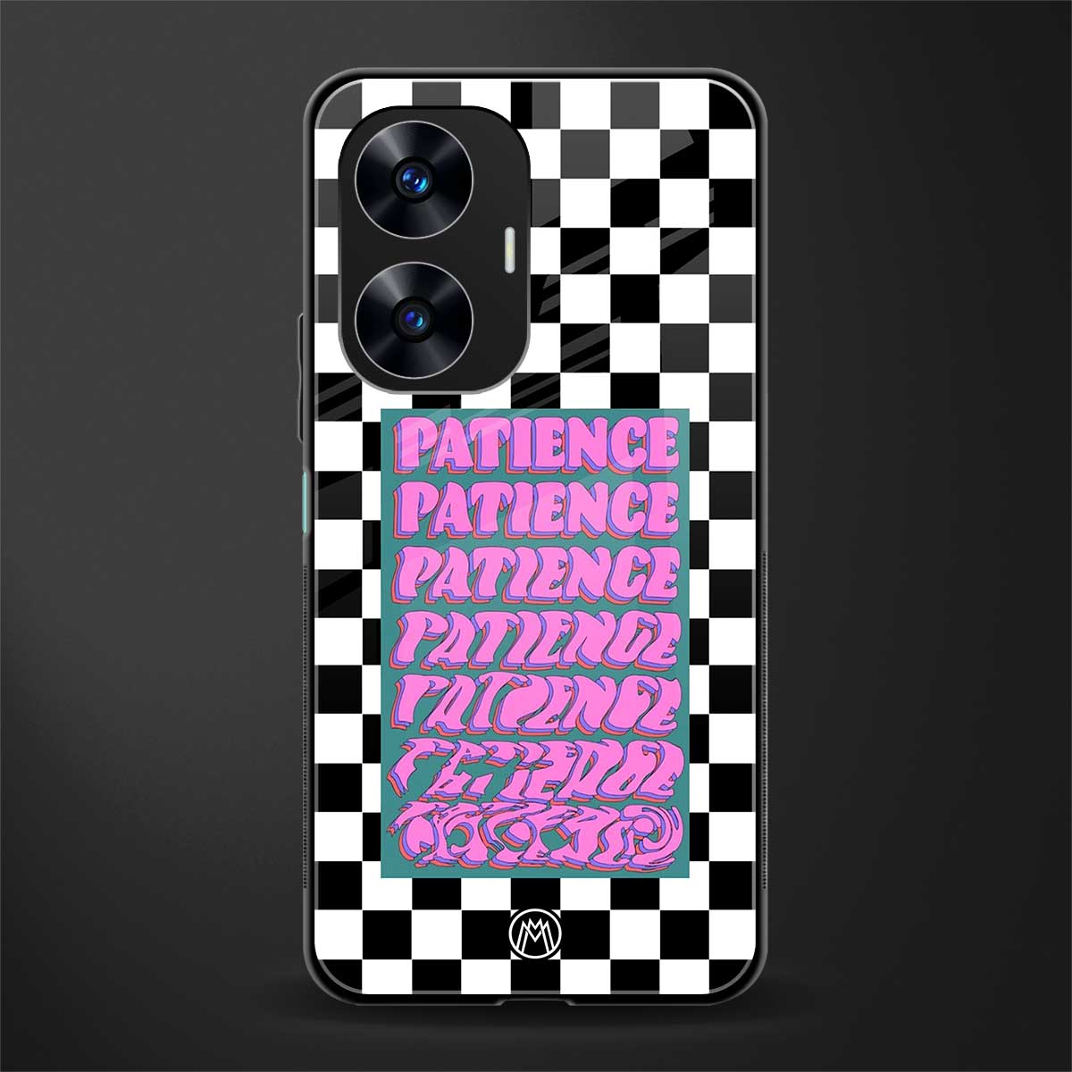 patience checkered back phone cover | glass case for realme c55