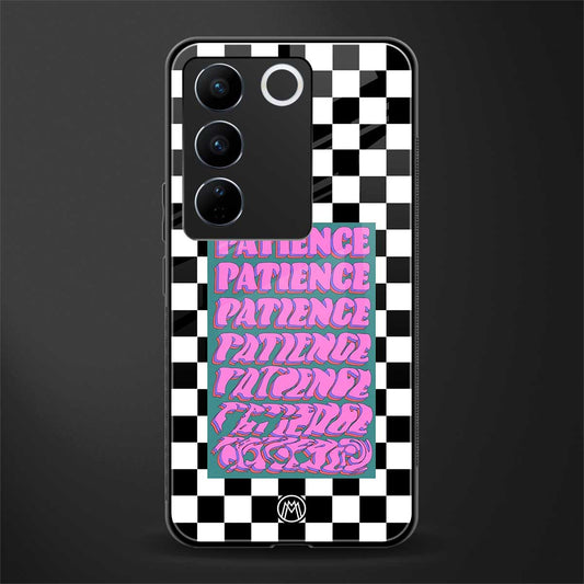 patience checkered back phone cover | glass case for vivo v27 pro 5g