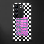patience checkered back phone cover | glass case for vivo v27 pro 5g