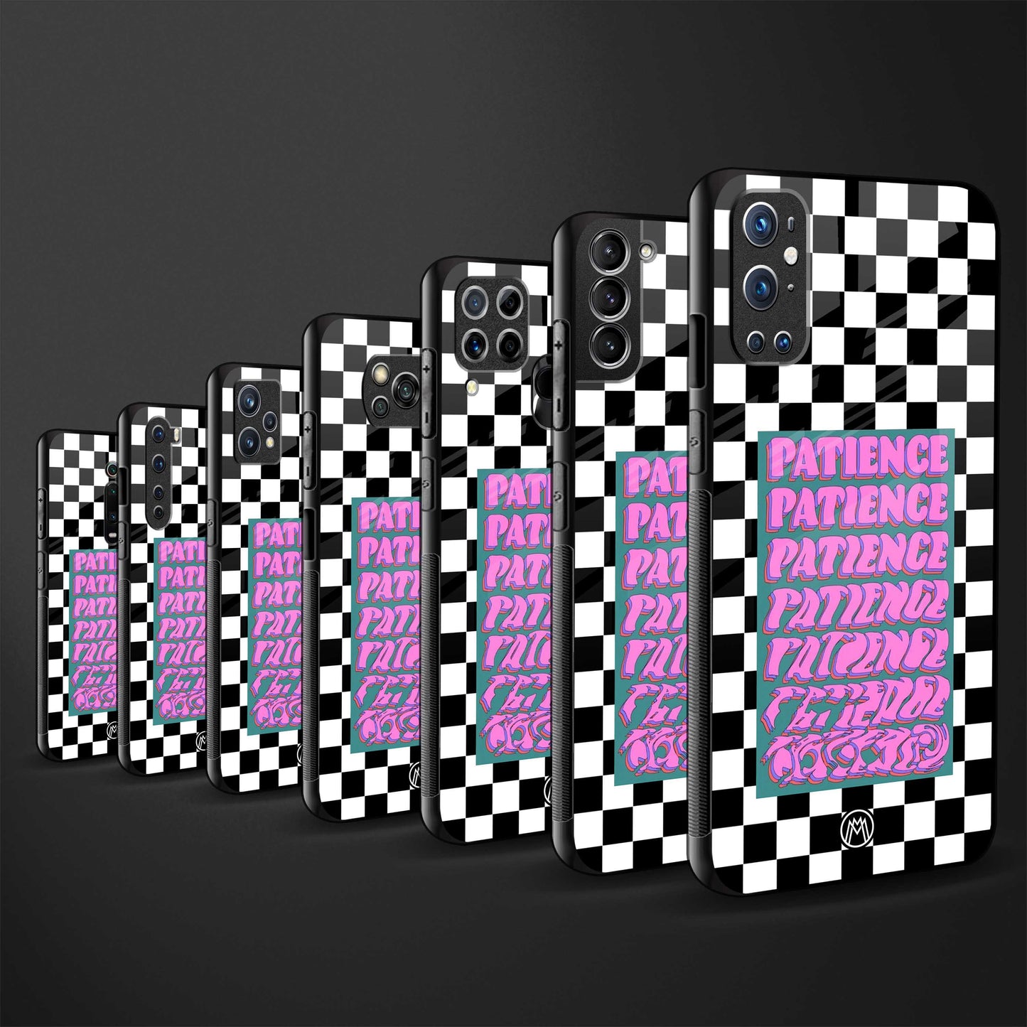 patience checkered back phone cover | glass case for vivo y22