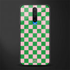 pink & green check pattern glass case for poco x2 image