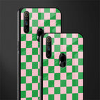 pink & green check pattern glass case for realme narzo 20a image-2