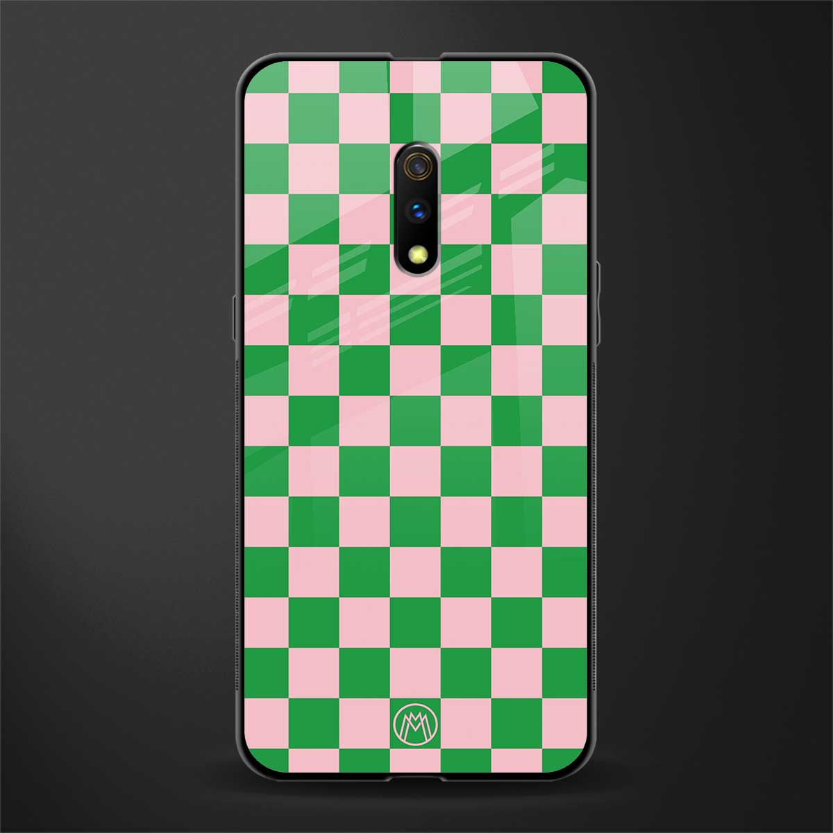 pink & green check pattern glass case for oppo k3 image