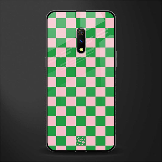 pink & green check pattern glass case for oppo k3 image