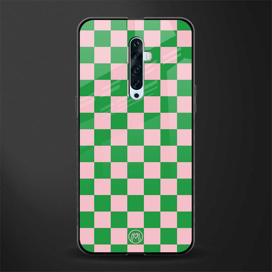 pink & green check pattern glass case for oppo reno 2z image