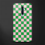 pink & green check pattern glass case for oppo reno 2f image