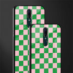 pink & green check pattern glass case for oppo a9 image-2