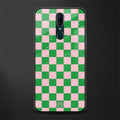 pink & green check pattern glass case for oppo a9 image