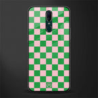 pink & green check pattern glass case for oppo f11 image