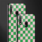 pink & green check pattern glass case for vivo y19 image-2
