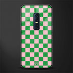 pink & green check pattern glass case for vivo v17 pro image
