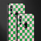 pink & green check pattern glass case for vivo v15 image-2