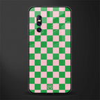 pink & green check pattern glass case for vivo v15 pro image