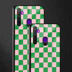 pink & green check pattern glass case for realme 5i image-2