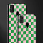 pink & green check pattern glass case for samsung galaxy m30s image-2