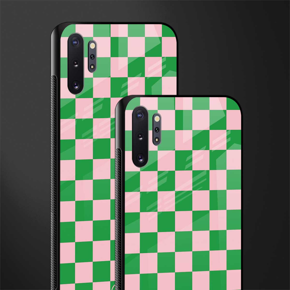pink & green check pattern glass case for samsung galaxy note 10 plus image-2