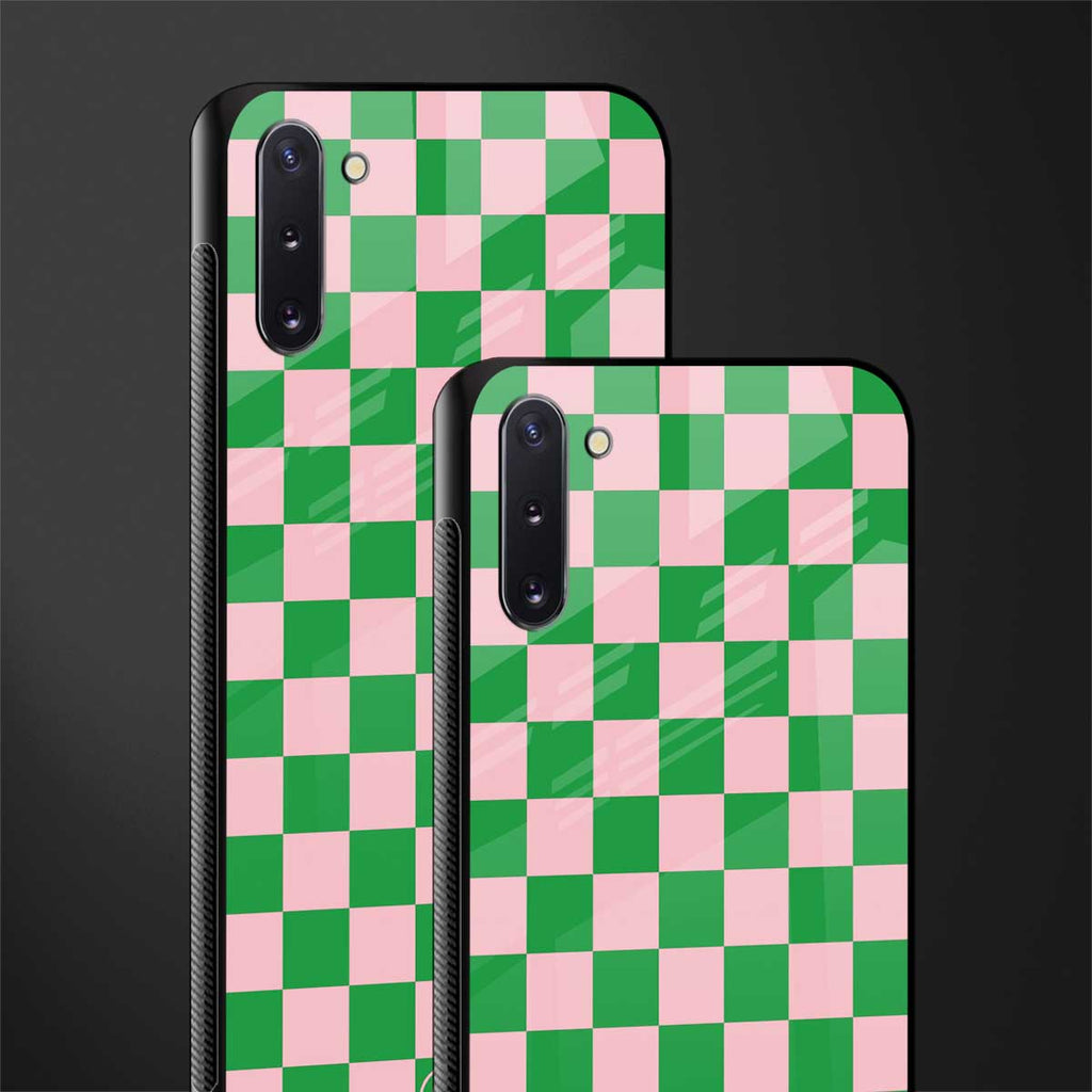 pink & green check pattern glass case for samsung galaxy note 10 image-2