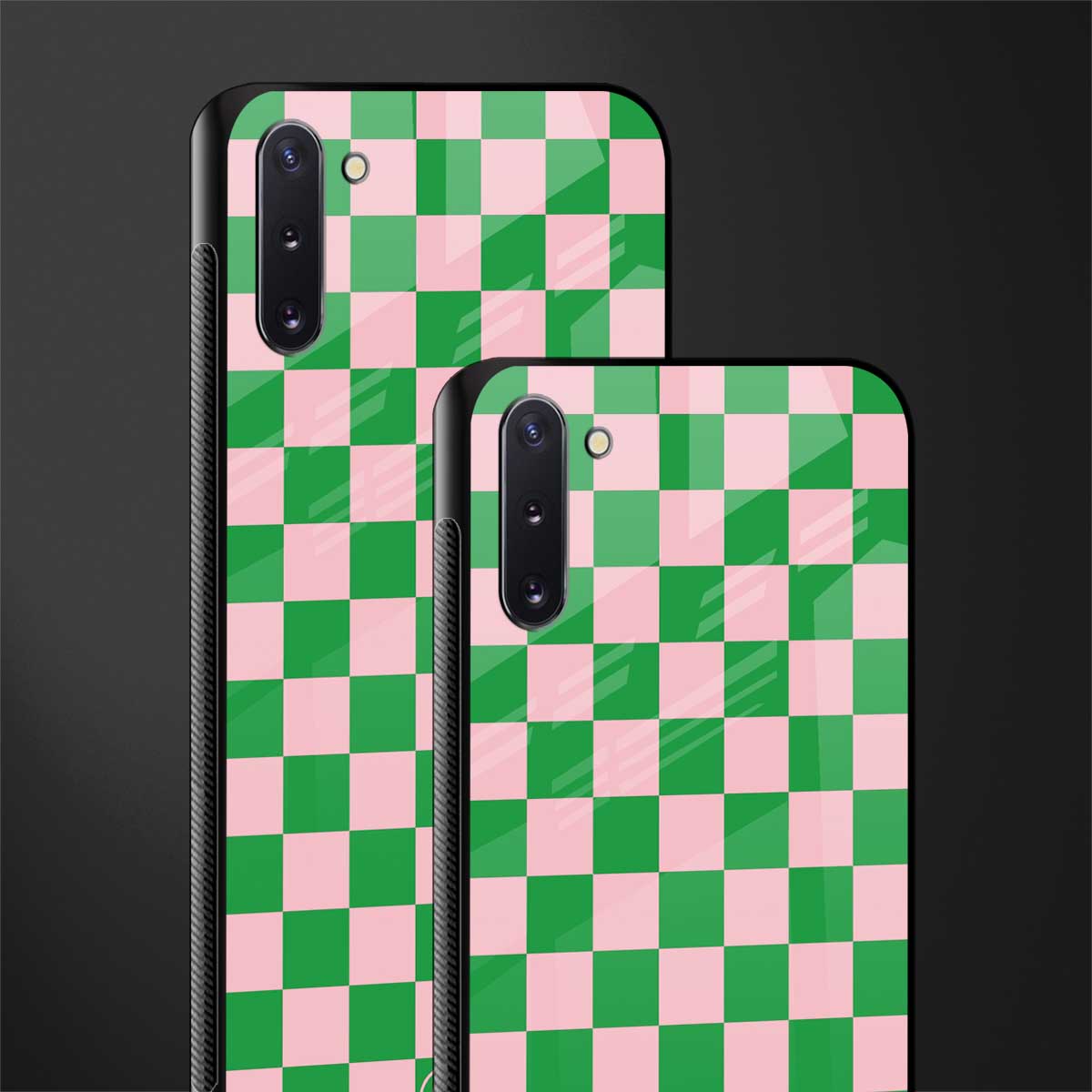 pink & green check pattern glass case for samsung galaxy note 10 image-2