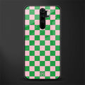 pink & green check pattern glass case for redmi note 8 pro image