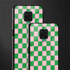 pink & green check pattern glass case for redmi note 9 pro image-2