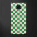 pink & green check pattern glass case for redmi note 9 pro image