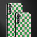 pink & green check pattern glass case for realme 6i image-2
