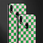 pink & green check pattern glass case for redmi note 7s image-2