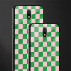 pink & green check pattern glass case for redmi 8a image-2