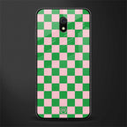 pink & green check pattern glass case for redmi 8a image