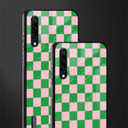pink & green check pattern glass case for mi a3 redmi a3 image-2