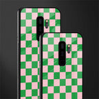pink & green check pattern glass case for samsung galaxy s9 plus image-2
