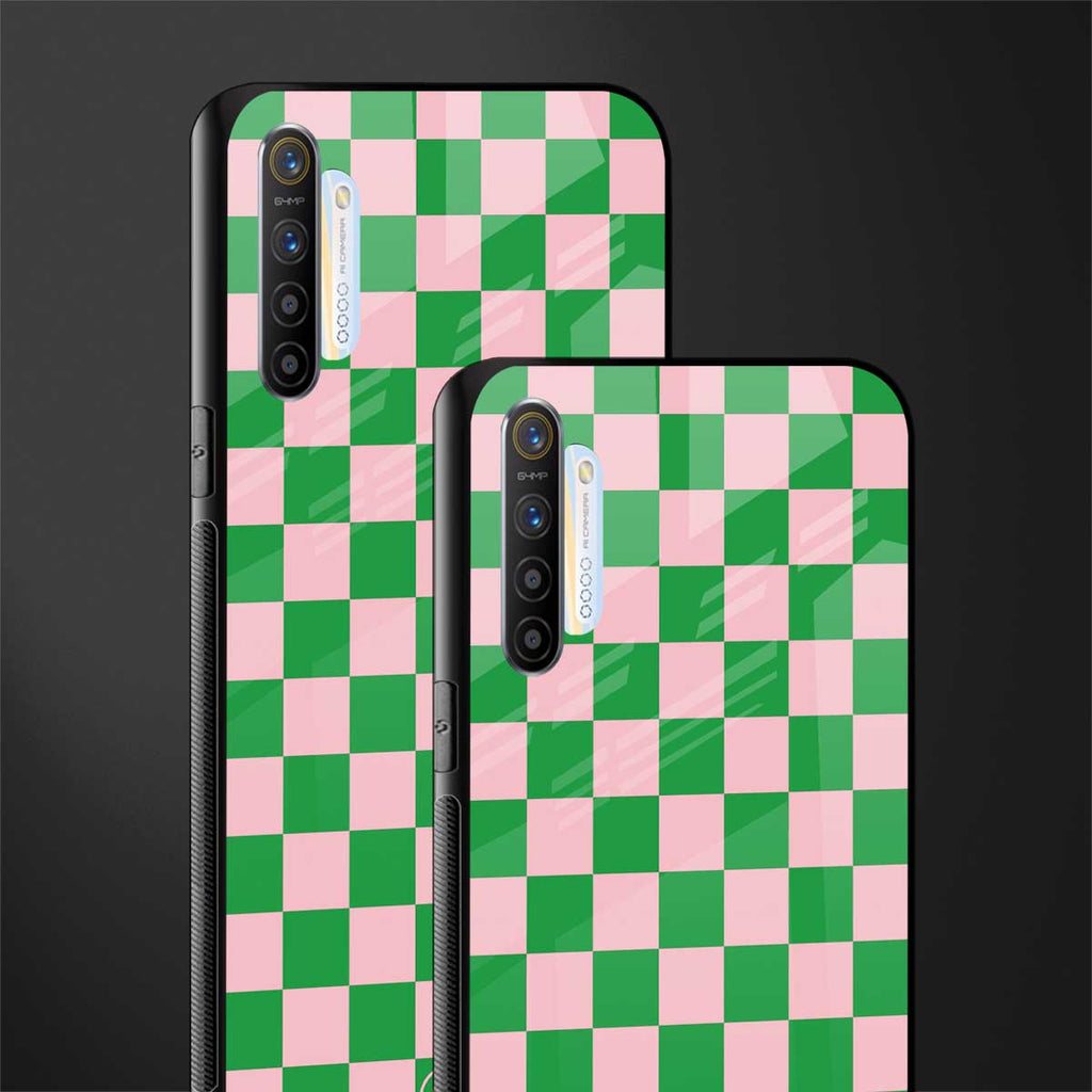pink & green check pattern glass case for realme x2 image-2
