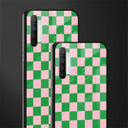 pink & green check pattern glass case for realme x2 image-2
