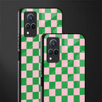 pink & green check pattern glass case for vivo v21 5g image-2