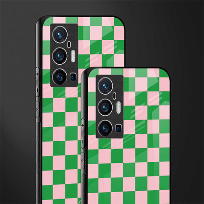 pink & green check pattern glass case for vivo x70 pro plus image-2