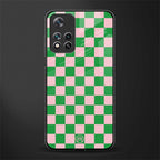 pink & green check pattern glass case for poco m4 pro 5g image