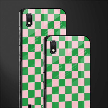 pink & green check pattern glass case for samsung galaxy a10 image-2