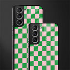 pink & green check pattern glass case for samsung galaxy s22 plus 5g image-2