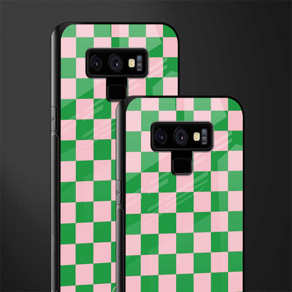 pink & green check pattern glass case for samsung galaxy note 9 image-2