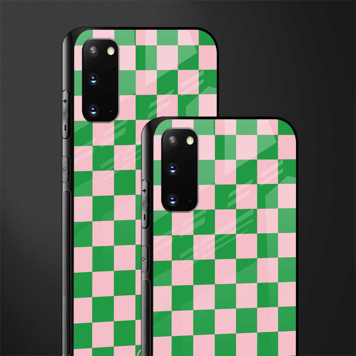pink & green check pattern glass case for samsung galaxy s20 image-2