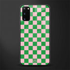 pink & green check pattern glass case for samsung galaxy s20 image