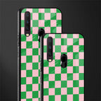 pink & green check pattern glass case for vivo y12 image-2