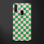 pink & green check pattern glass case for vivo y12 image