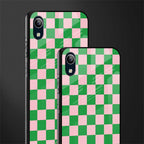 pink & green check pattern glass case for vivo y91i image-2