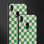 pink & green check pattern glass case for vivo y91 image-2
