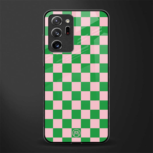 pink & green check pattern glass case for samsung galaxy note 20 ultra 5g image